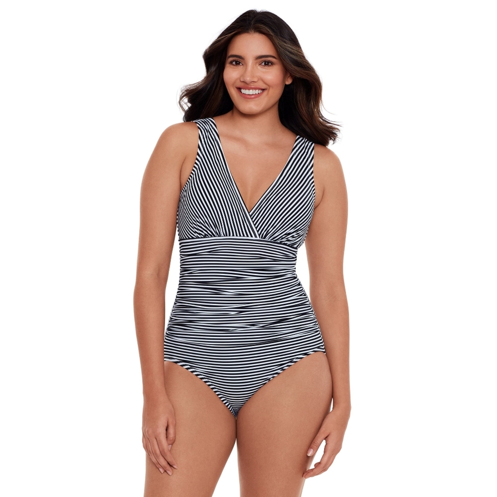 Embrace Your Curves by Miracle Brands Vanessa V-Neck One Piece Bathing Suit 3X